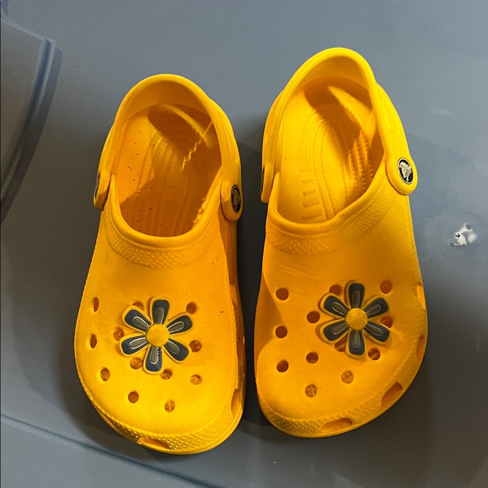 Yellow Kids Crocs Clogs with Jibbitz™ Flower Charm